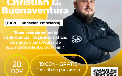 Conferencia presencial; Christian G. Buenaventura “Base emocional en la adolescencia, problemáticas y estrategias.” 28 Nov (Castellón)